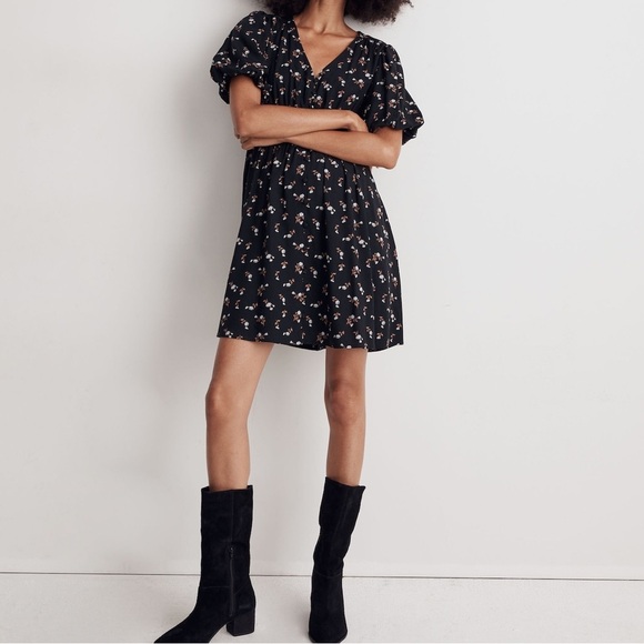 Madewell Petite Challis Sophia Mini Dress is Woodland Floral Size Small - Picture 2 of 15